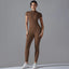 Custom Logo Women's Jumpsuit With Zipper Quick Dry Fitness Sport Active Wear Workout One Piece Fitness Yoga Wear Playsuit
