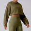 Custom Logo Fitness Sports Pullover Women Leisure Loose Long Sleeve Crop Top Pump Cover