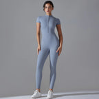 Custom Logo Women's Jumpsuit With Zipper Quick Dry Fitness Sport Active Wear Workout One Piece Fitness Yoga Wear Playsuit