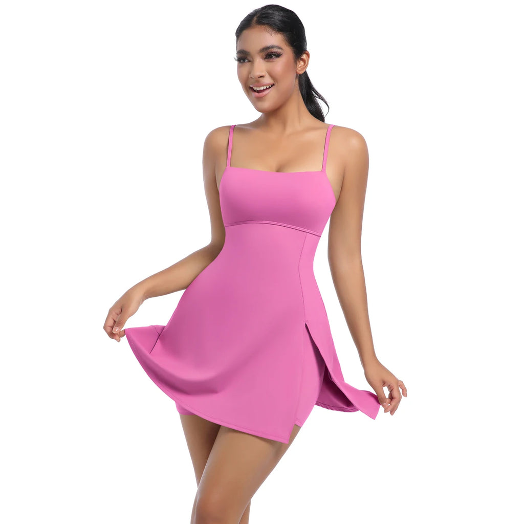 Custom Women's Sleeveless Moisture Wicking Tennis Dresses Flared Pleated Golf Jumpsuit Gym Skirts for Sports Wear