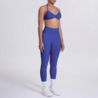 Women's Custom Front Logo Sports Bra Workout Leggings Set High Elastic Gym Fitness Seamless Breathable Eco-Friendly Lightweight