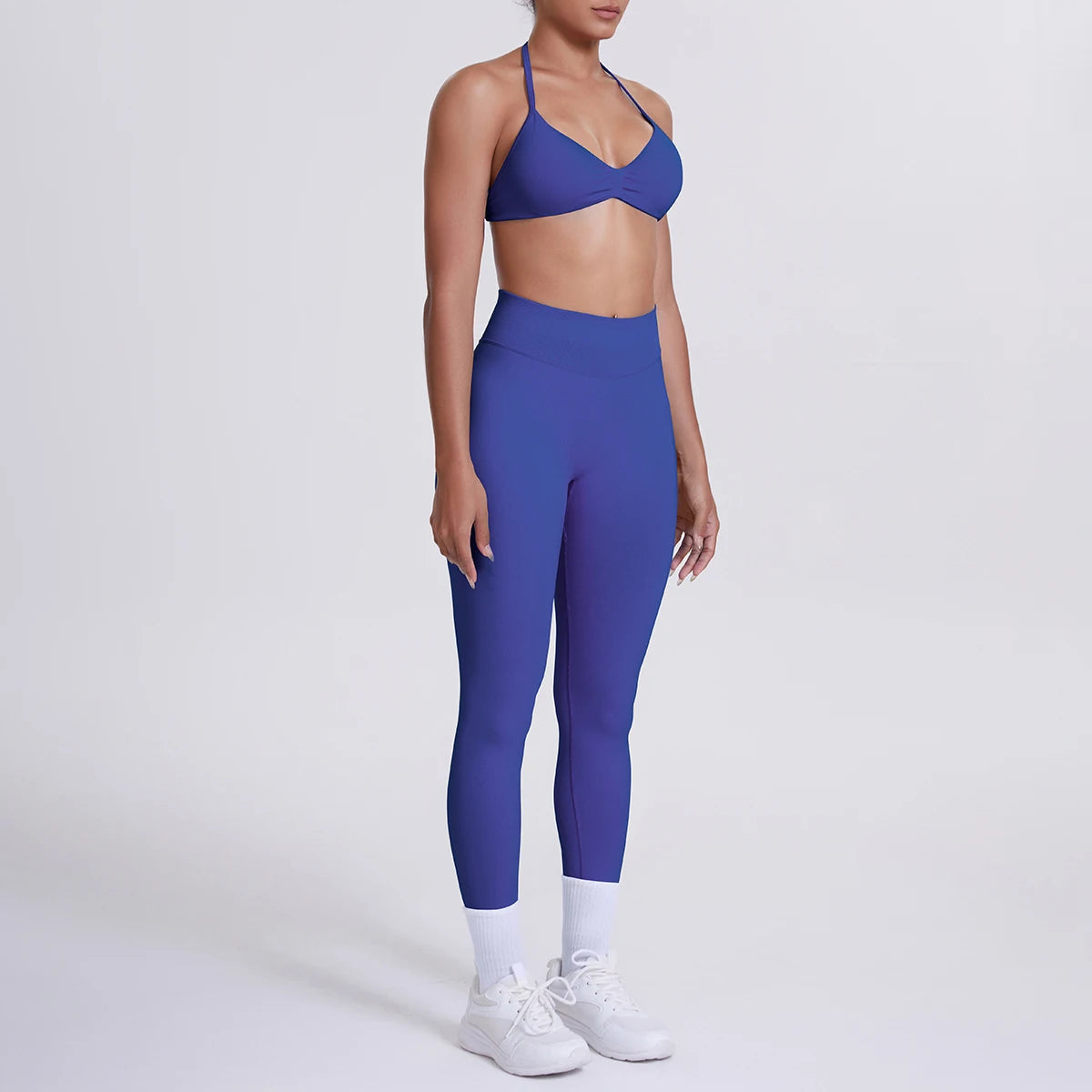 Women's Custom Front Logo Sports Bra Workout Leggings Set High Elastic Gym Fitness Seamless Breathable Eco-Friendly Lightweight