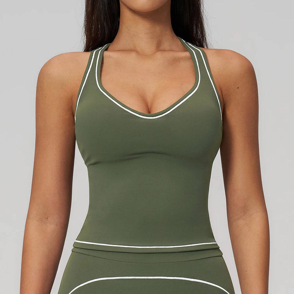 Manufacturer Women Yoga Tank Top Naked Feeling Activewear Color Block Padded Workout Gym Wear