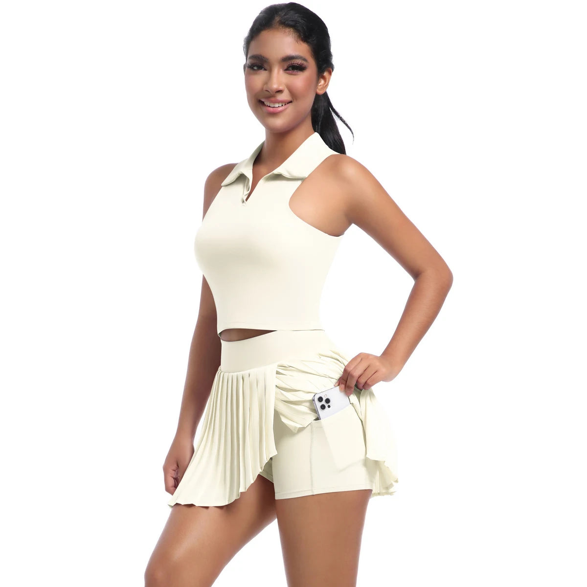 Custom Logo Womens Clothing Yoga Sets Tank Tops for Women Tennis Wear Skirt Set Golf Dress Pleated Skirt Gym Fitness Sportswear