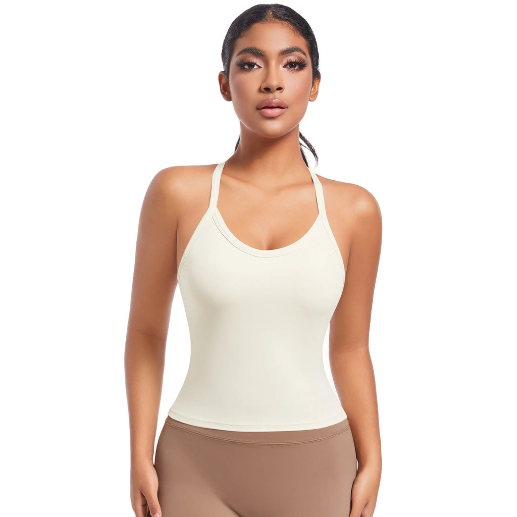 Cross Back Yoga Tank Top Quick Dry Breathable Running Bra Gym Fitness Crop Vest Sleeveless Sports Tops Yoga Tank Top for Women