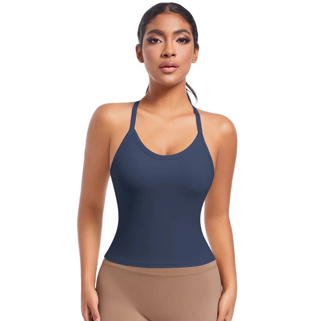 Cross Back Yoga Tank Top Quick Dry Breathable Running Bra Gym Fitness Crop Vest Sleeveless Sports Tops Yoga Tank Top for Women