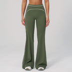 Wholesale Crossover Flare Yoga Pants Women High Waist Tummy Control Color Block Wide Leg Pants