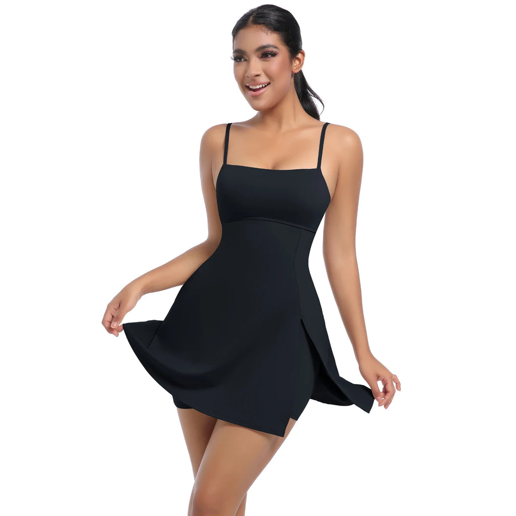 Custom Women's Sleeveless Moisture Wicking Tennis Dresses Flared Pleated Golf Jumpsuit Gym Skirts for Sports Wear