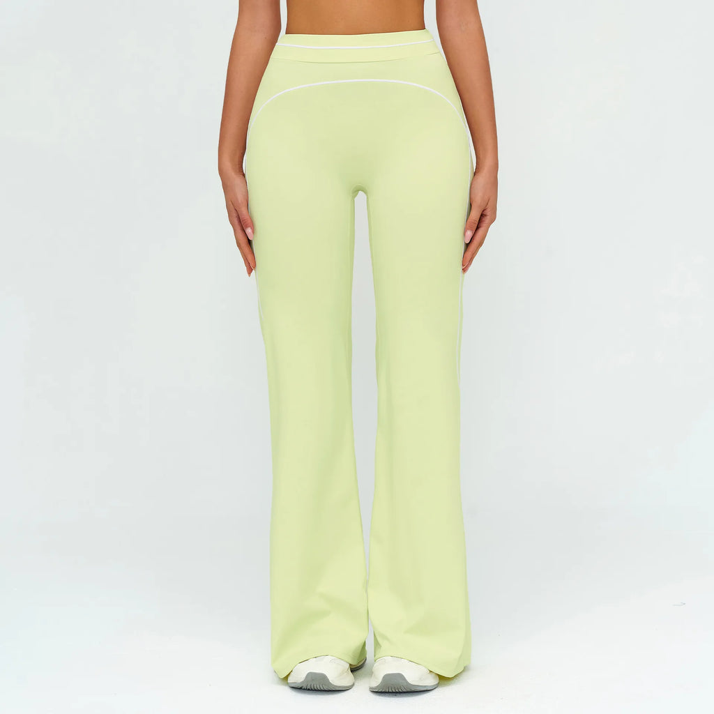 Wholesale Crossover Flare Yoga Pants Women High Waist Tummy Control Color Block Wide Leg Pants