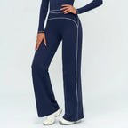 Wholesale Crossover Flare Yoga Pants Women High Waist Tummy Control Color Block Wide Leg Pants