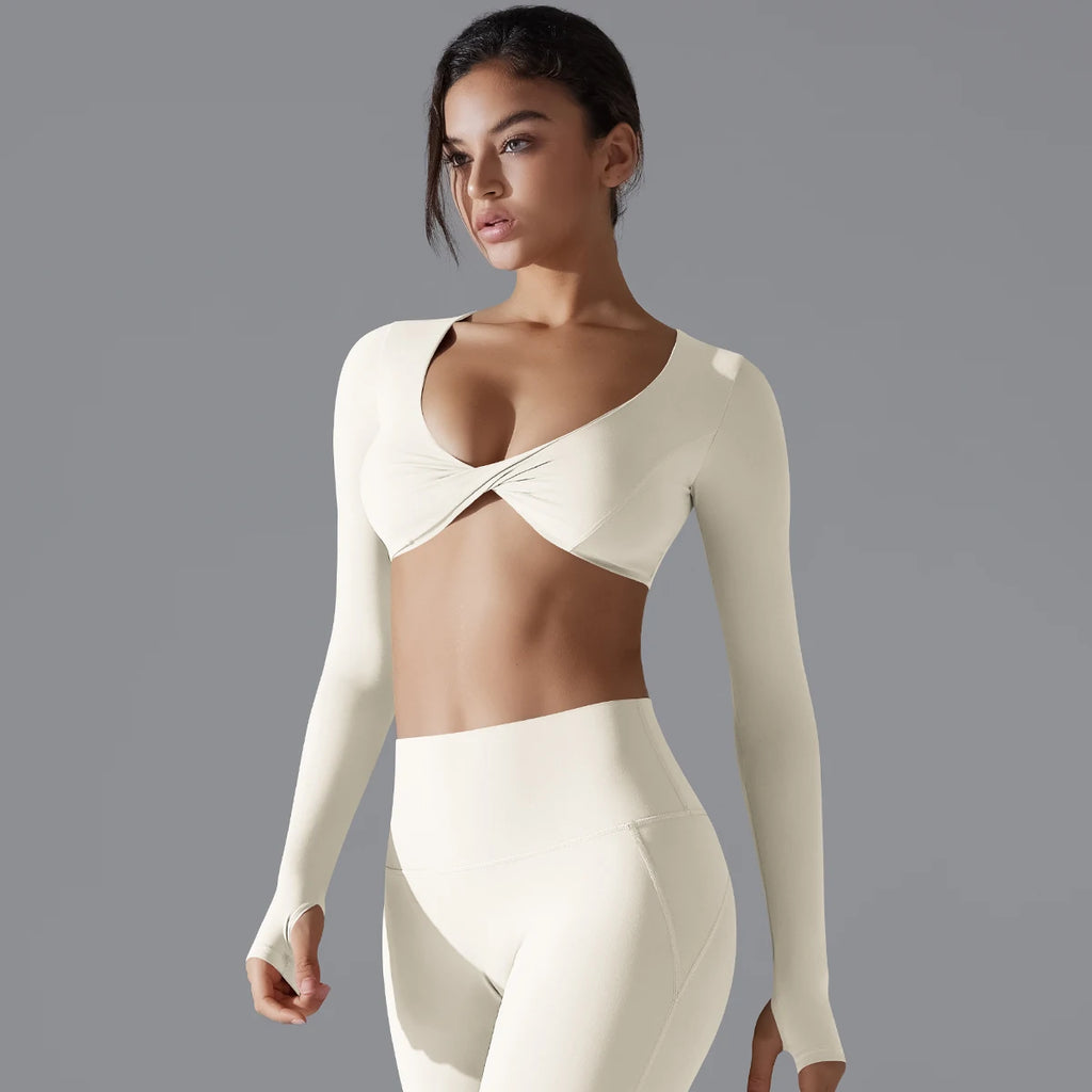 Custom Logo Yoga Short Long Sleeve Crop Tank Women Running Fitness Yoga Wear Top Sports Bra