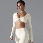 Custom Logo Yoga Short Long Sleeve Crop Tank Women Running Fitness Yoga Wear Top Sports Bra