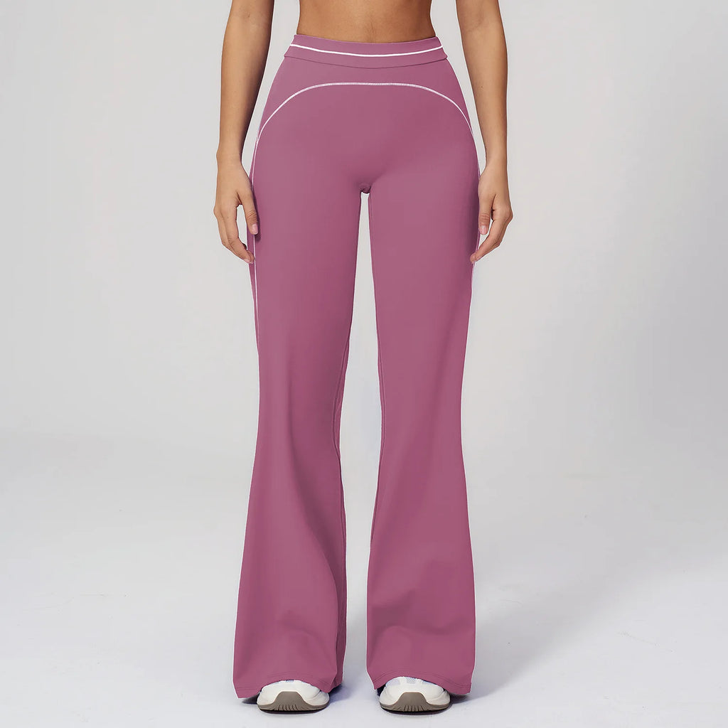 Wholesale Crossover Flare Yoga Pants Women High Waist Tummy Control Color Block Wide Leg Pants