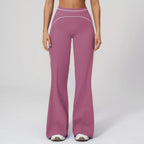 Wholesale Crossover Flare Yoga Pants Women High Waist Tummy Control Color Block Wide Leg Pants