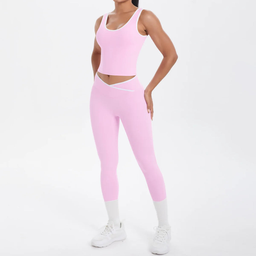 High Quality Four-Way Stretch Gym Fitness Sets for Women Solid Pattern Yoga Bra & Leggings Plus Size Sports Outfit for Workout