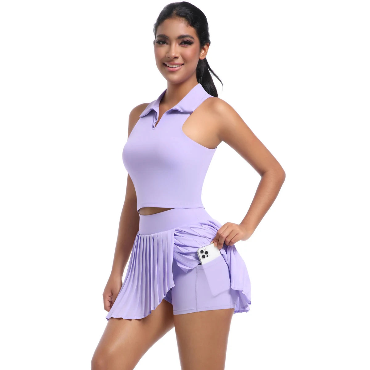 Custom Logo Womens Clothing Yoga Sets Tank Tops for Women Tennis Wear Skirt Set Golf Dress Pleated Skirt Gym Fitness Sportswear