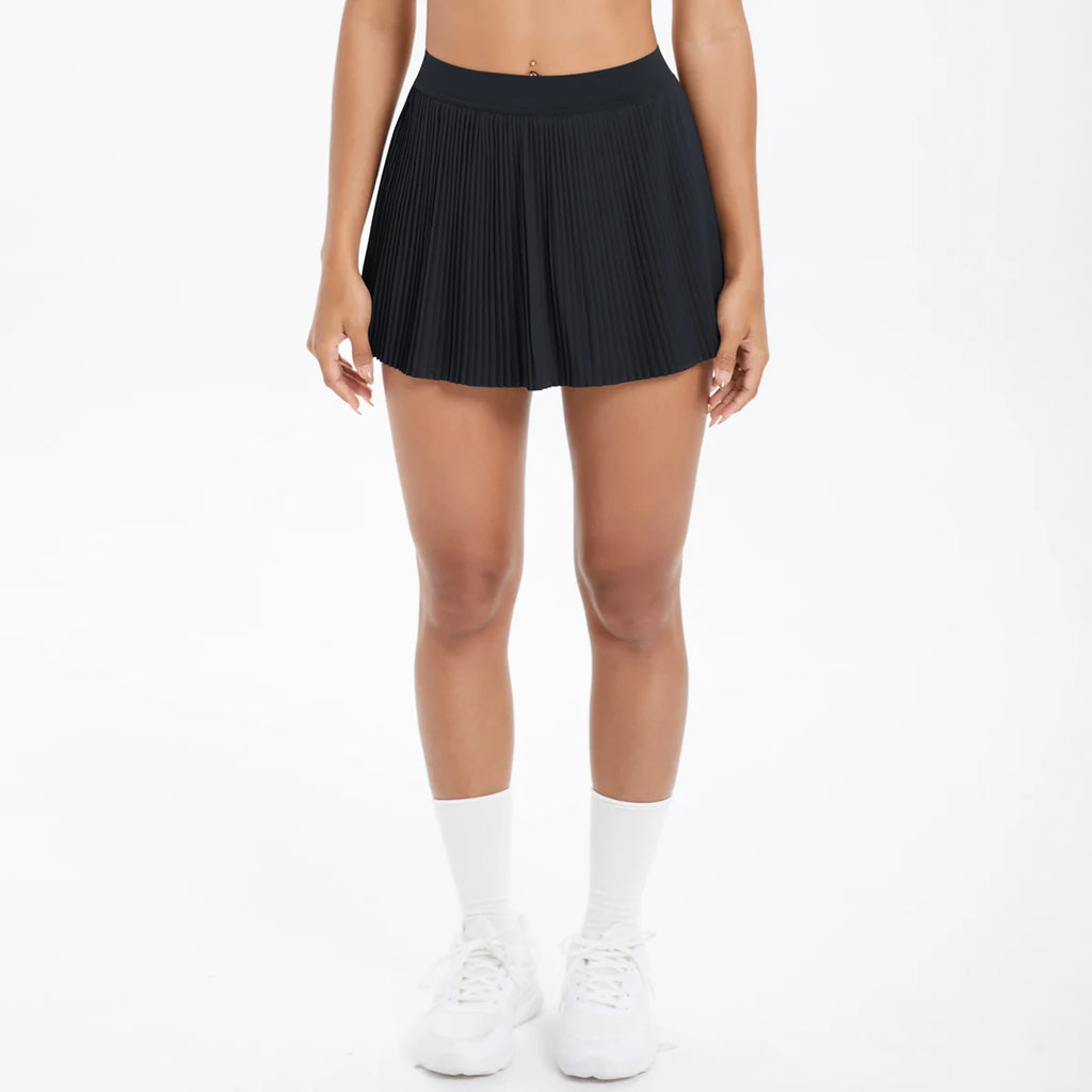 High Quality Casual Pleated Sports Skirt with Quick Drying Side Pockets Anti-Slip Fitness Skirt for Tennis Gym Wear Front Logo