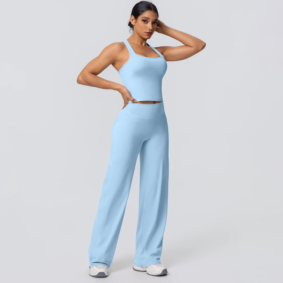 Volupie Diagonal Flow Racer Set | Top Racerback + Pantalón Wide Leg