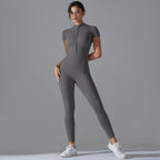 Custom Logo Women's Jumpsuit With Zipper Quick Dry Fitness Sport Active Wear Workout One Piece Fitness Yoga Wear Playsuit