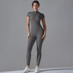 Custom Logo Women's Jumpsuit With Zipper Quick Dry Fitness Sport Active Wear Workout One Piece Fitness Yoga Wear Playsuit