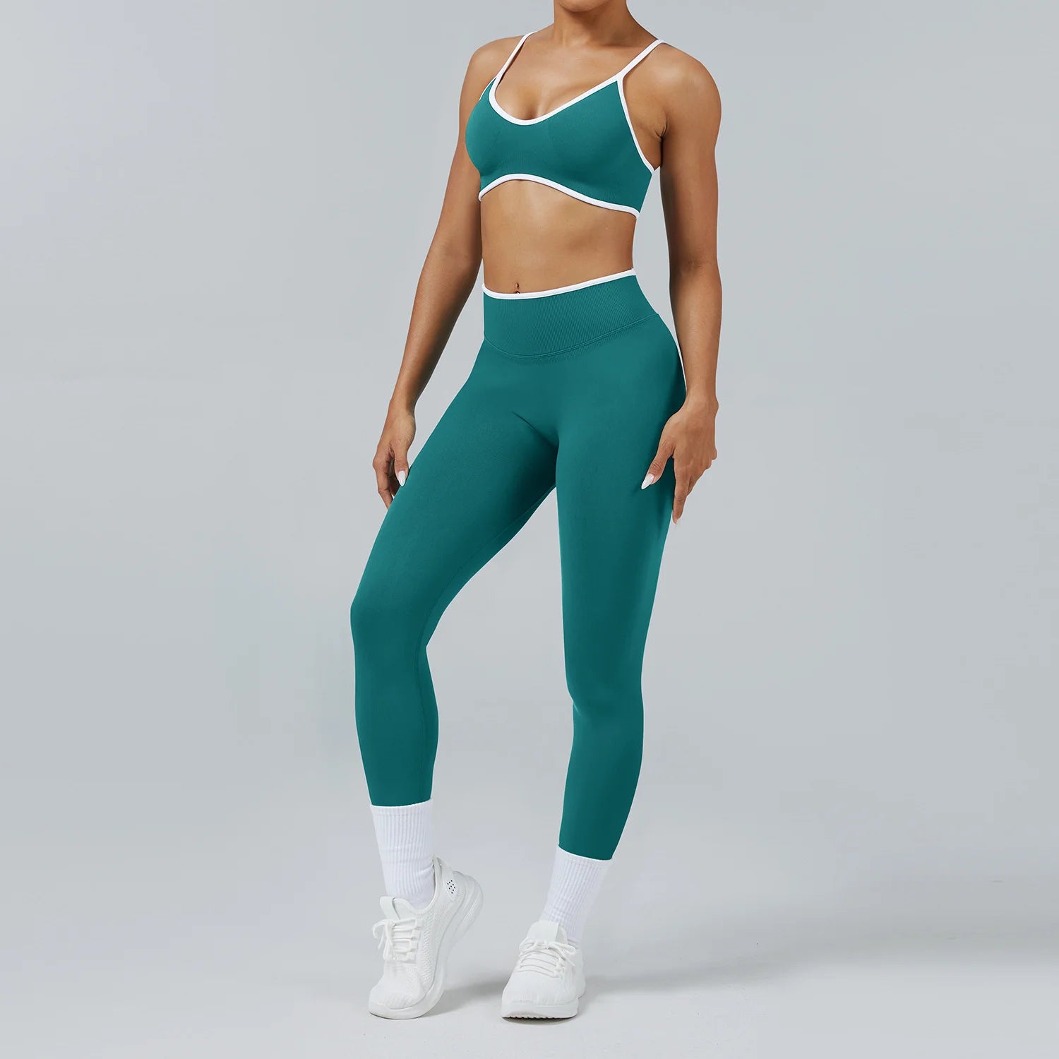 High Quality Women's Seamless Yoga Set Quick Drying Breathable Fitness Features Elastic Waist Closure Optimal for Running Sports Imagen secundaria del producto