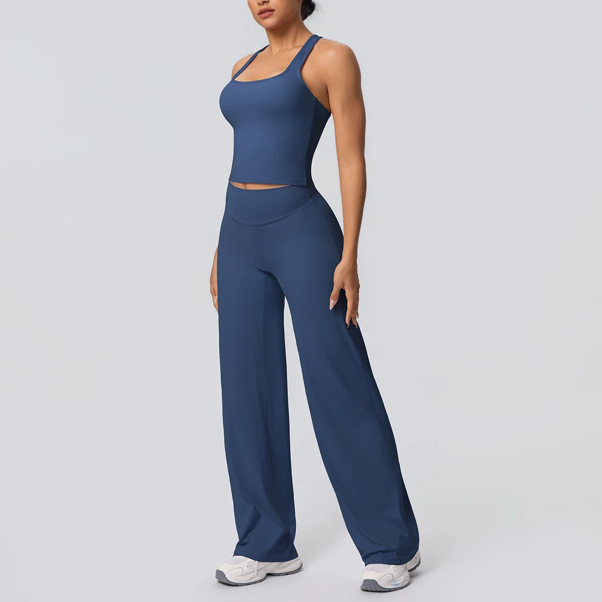 Volupie Diagonal Flow Racer Set | Top Racerback + Pantalón Wide Leg