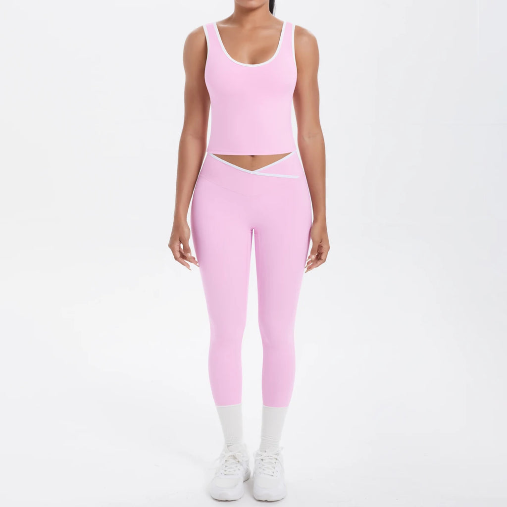 High Quality Four-Way Stretch Gym Fitness Sets for Women Solid Pattern Yoga Bra & Leggings Plus Size Sports Outfit for Workout