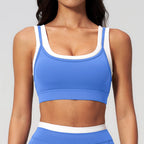 New Design Yoga Bra Women Naked Feeling Ribbed Color Block Sports Bra Padded Fitness Workout Top Activewear