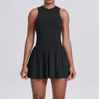 Women's High Quality Sleeveless Tennis Dress with Zippered Skirt Outdoor Running and Sliding Straps