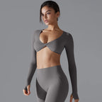 Custom Logo Yoga Short Long Sleeve Crop Tank Women Running Fitness Yoga Wear Top Sports Bra