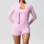 Wholesale Custom High Quality Women's Activewear Lightweight Breathable 3-Piece Yoga Set Long Sleeve Pants Butt Lift Casual Sets