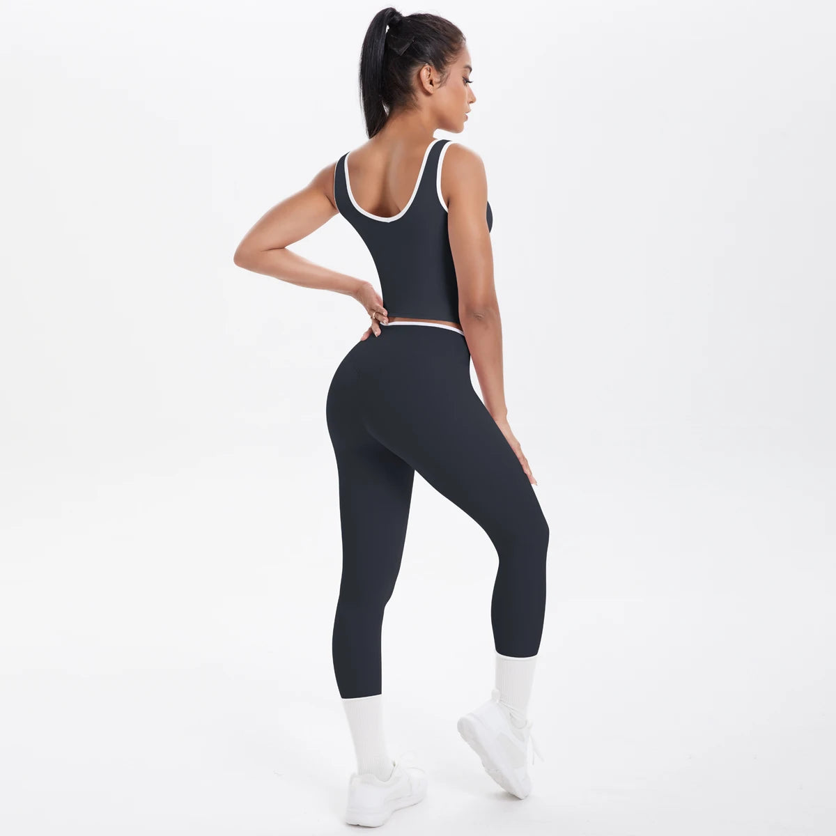High Quality Four-Way Stretch Gym Fitness Sets for Women Solid Pattern Yoga Bra & Leggings Plus Size Sports Outfit for Workout