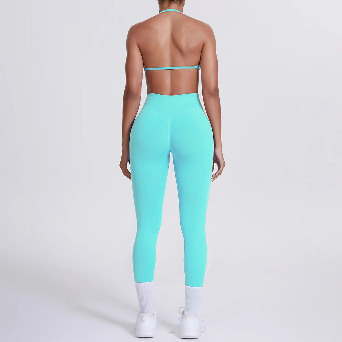 Women's Custom Front Logo Sports Bra Workout Leggings Set High Elastic Gym Fitness Seamless Breathable Eco-Friendly Lightweight