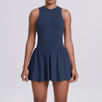 Women's High Quality Sleeveless Tennis Dress with Zippered Skirt Outdoor Running and Sliding Straps