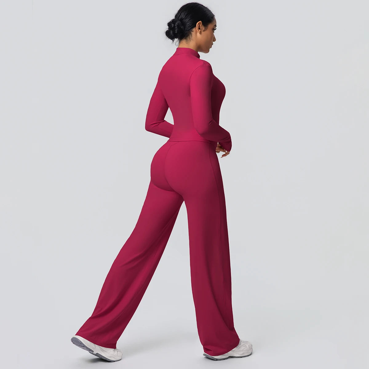 Custom Logo Premium High Stretch Long Sleeve Yoga Set Women Solid Color 2 Piece Gym Workout Activewear Sets