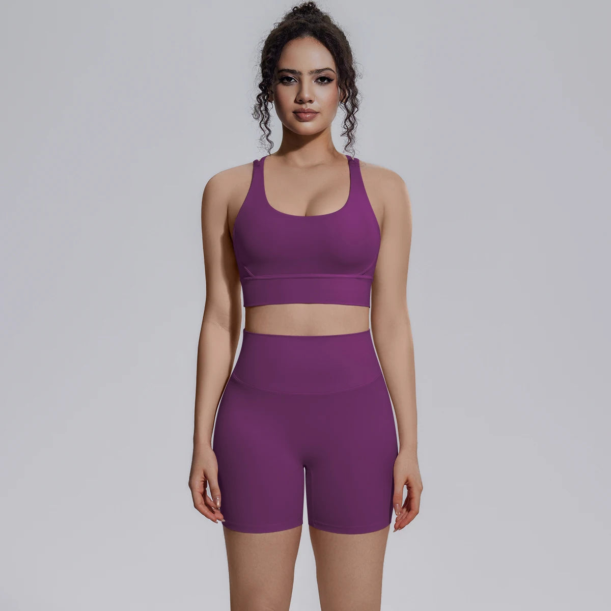 Seamless Yoga Set 2 Piece Women High Waist Leggings Shorts Sports Bra Fitness  Running Sportswear Workout Clothes