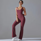Women Jumpsuit Wide Leg Backless Jumpsuit Women Yoga Fitness Wear Bodysuit Hollow Out Gym Jumpsuits for Women