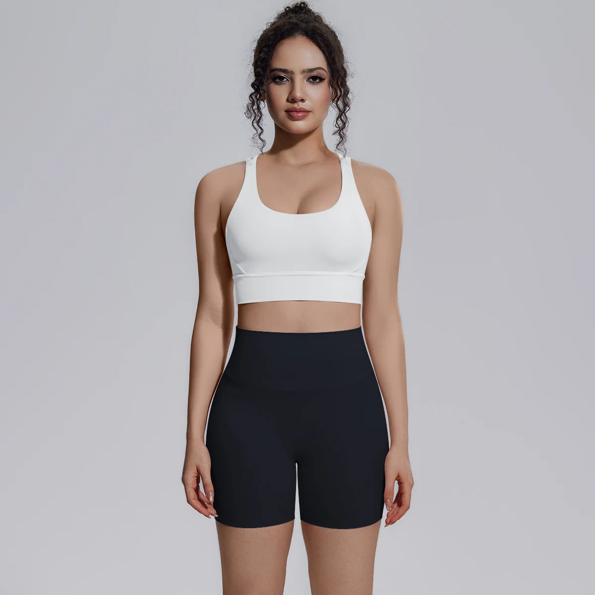 Seamless Yoga Set 2 Piece Women High Waist Leggings Shorts Sports Bra Fitness  Running Sportswear Workout Clothes