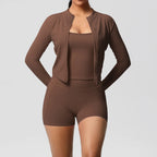 Wholesale Custom High Quality Women's Activewear Lightweight Breathable 3-Piece Yoga Set Long Sleeve Pants Butt Lift Casual Sets