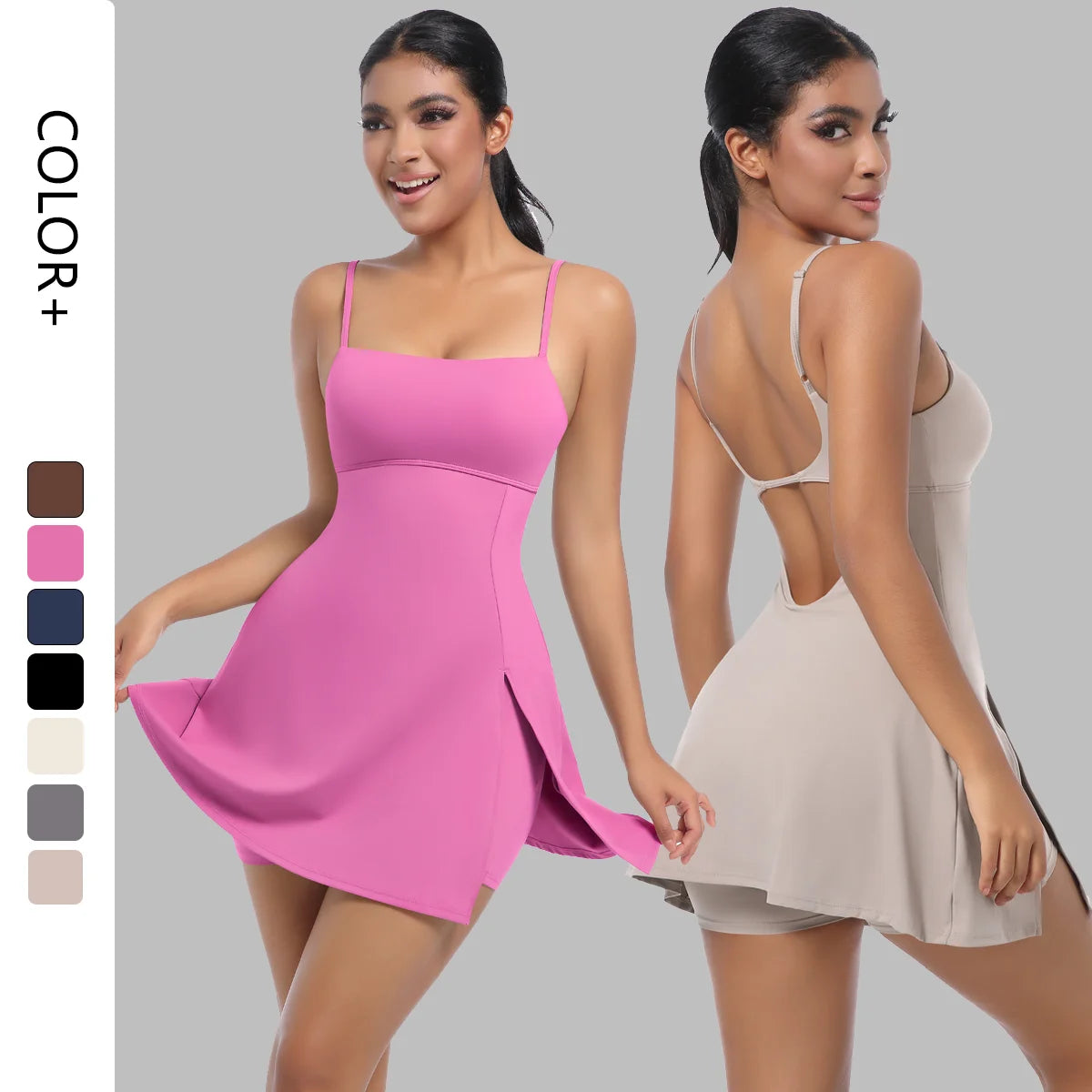 Custom Women's Sleeveless Moisture Wicking Tennis Dresses Flared Pleated Golf Jumpsuit Gym Skirts for Sports Wear Imagen principal del producto