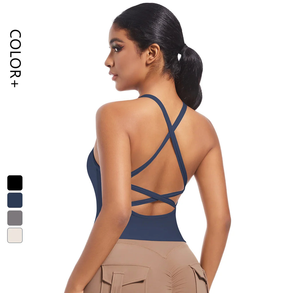 Cross Back Yoga Tank Top Quick Dry Breathable Running Bra Gym Fitness Crop Vest Sleeveless Sports Tops Yoga Tank Top for Women