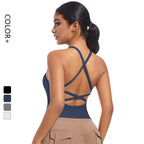 Cross Back Yoga Tank Top Quick Dry Breathable Running Bra Gym Fitness Crop Vest Sleeveless Sports Tops Yoga Tank Top for Women
