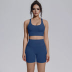 Seamless Yoga Set 2 Piece Women High Waist Leggings Shorts Sports Bra Fitness  Running Sportswear Workout Clothes