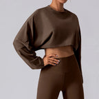 Custom Logo Fitness Sports Pullover Women Leisure Loose Long Sleeve Crop Top Pump Cover