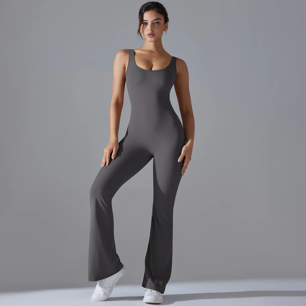 Women Jumpsuit Wide Leg Backless Jumpsuit Women Yoga Fitness Wear Bodysuit Hollow Out Gym Jumpsuits for Women