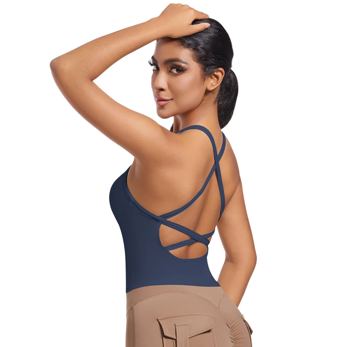 Cross Back Yoga Tank Top Quick Dry Breathable Running Bra Gym Fitness Crop Vest Sleeveless Sports Tops Yoga Tank Top for Women