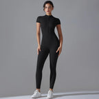 Custom Logo Women's Jumpsuit With Zipper Quick Dry Fitness Sport Active Wear Workout One Piece Fitness Yoga Wear Playsuit