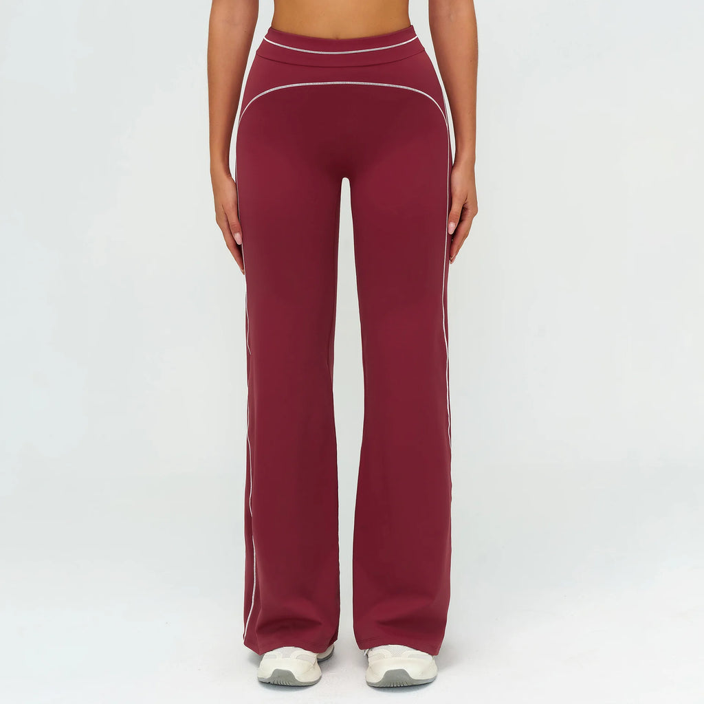 Wholesale Crossover Flare Yoga Pants Women High Waist Tummy Control Color Block Wide Leg Pants