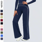 Wholesale Crossover Flare Yoga Pants Women High Waist Tummy Control Color Block Wide Leg Pants