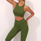 2024 New Design Ribbed Yoga Set Gym Fitness Bra Leggings Set Custom Logo Active Wear